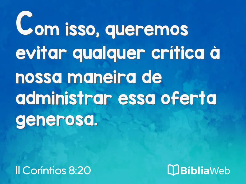 II Coríntios 8:20 em imagem para compartilhar