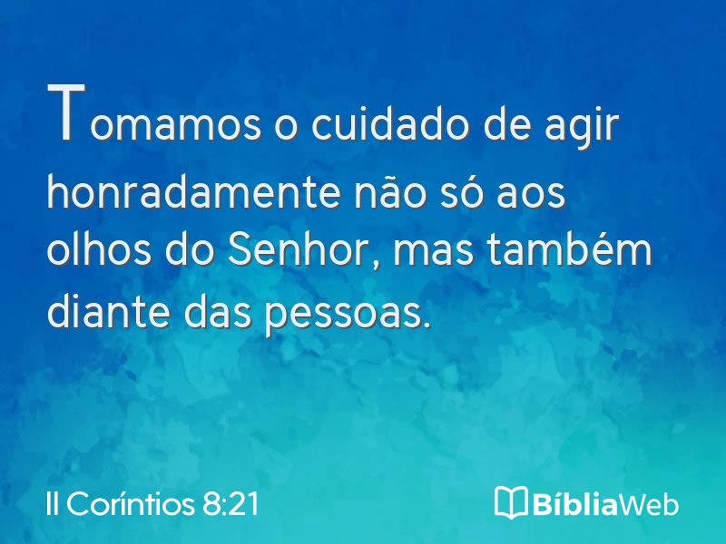 II Coríntios 8:21 em imagem para compartilhar
