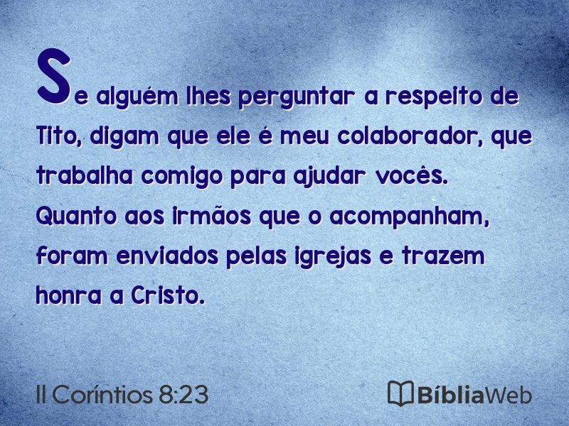 II Coríntios 8:23 em imagem para compartilhar