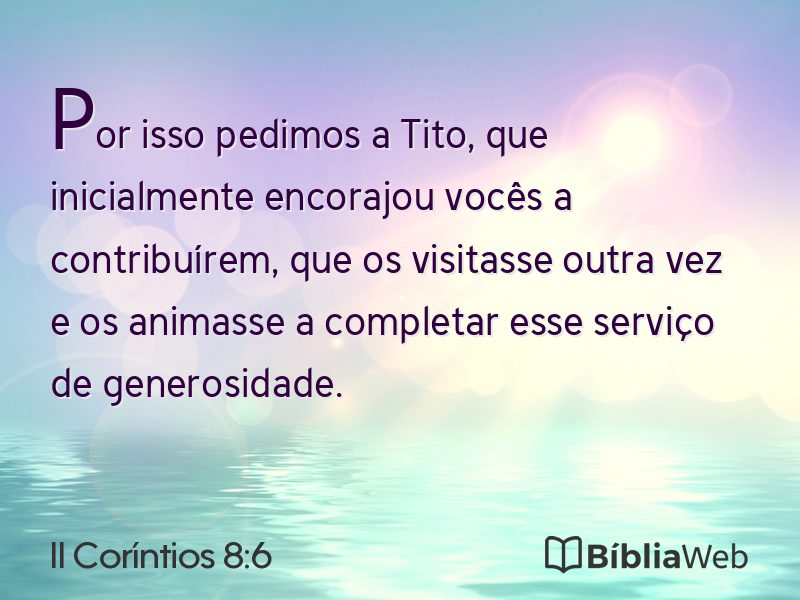 II Coríntios 8:6 em imagem para compartilhar