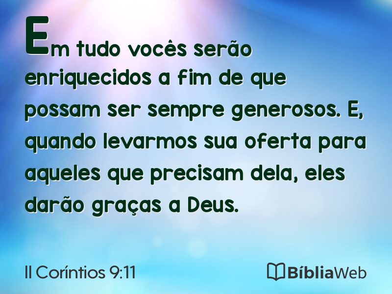 II Coríntios 9:11 em imagem para compartilhar