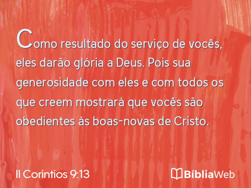 II Coríntios 9:13 em imagem para compartilhar