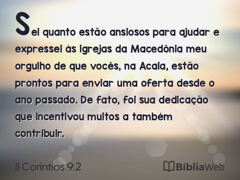 II Coríntios 9:2 em imagem para compartilhar