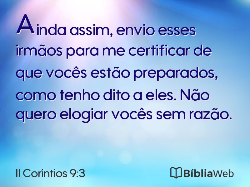 II Coríntios 9:3 em imagem para compartilhar