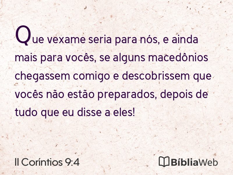 II Coríntios 9:4 em imagem para compartilhar