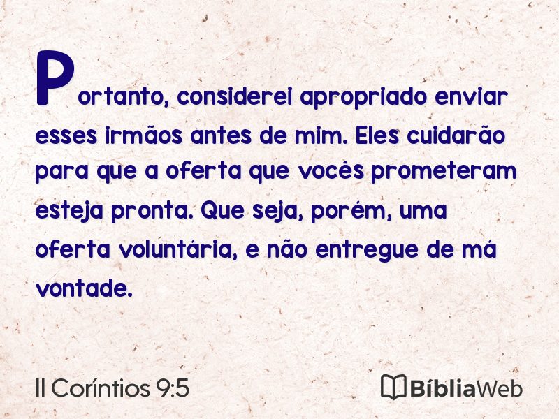 II Coríntios 9:5 em imagem para compartilhar