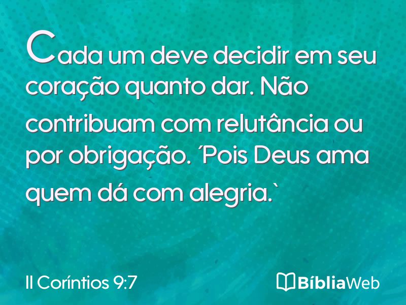II Coríntios 9:7 em imagem para compartilhar