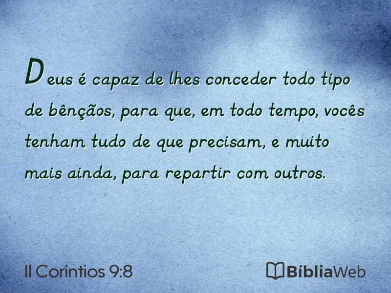 II Coríntios 9:8 em imagem para compartilhar