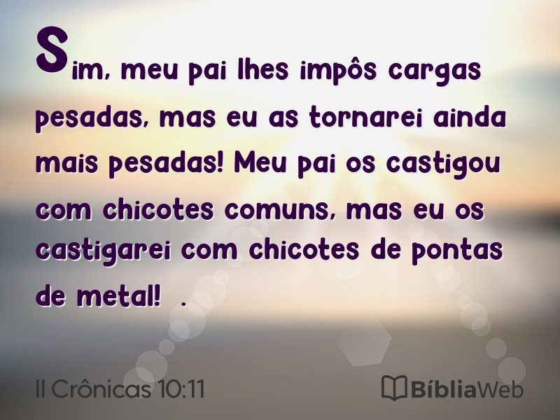 II Crônicas 10:11 em imagem para compartilhar