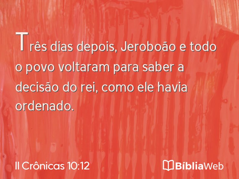II Crônicas 10:12 em imagem para compartilhar
