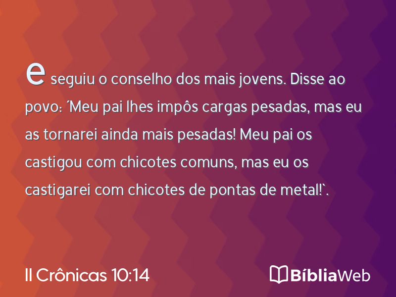 II Crônicas 10:14 em imagem para compartilhar
