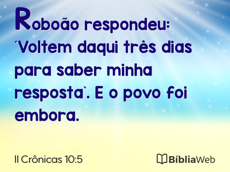 II Crônicas 10:5 em imagem para compartilhar