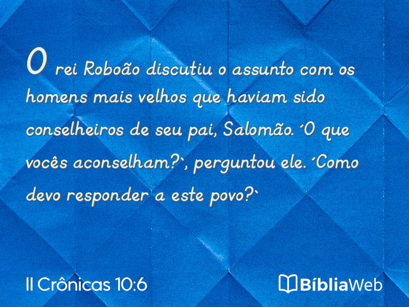 II Crônicas 10:6 em imagem para compartilhar