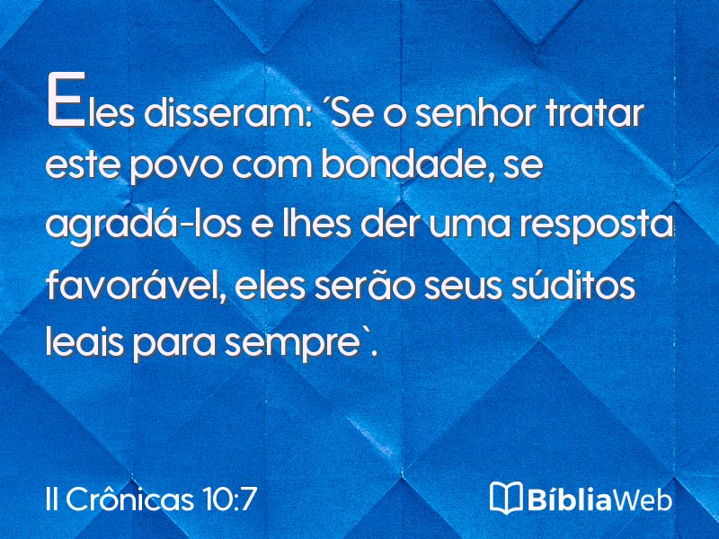 II Crônicas 10:7 em imagem para compartilhar
