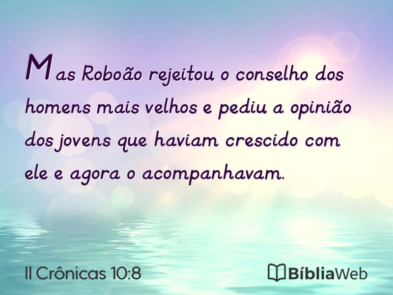 II Crônicas 10:8 em imagem para compartilhar
