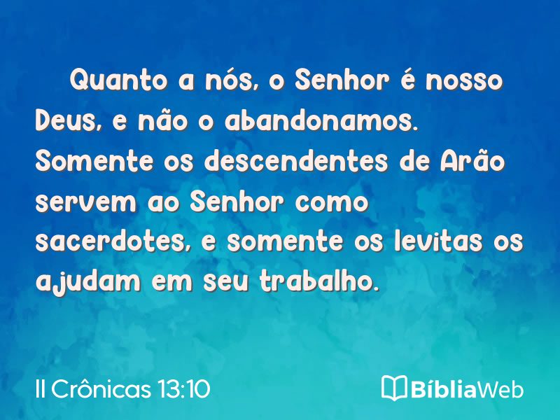II Crônicas 13:10 em imagem para compartilhar