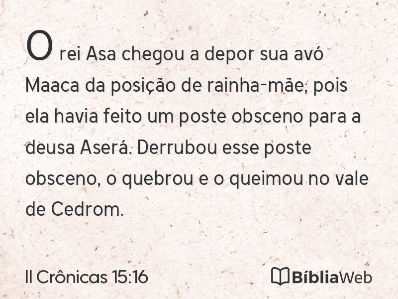 II Crônicas 15:16 em imagem para compartilhar