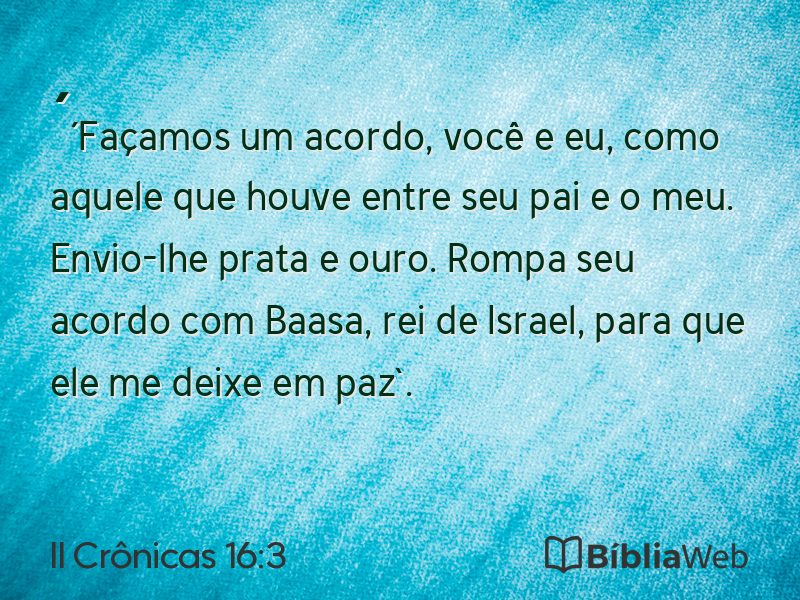 II Crônicas 16:3 em imagem para compartilhar