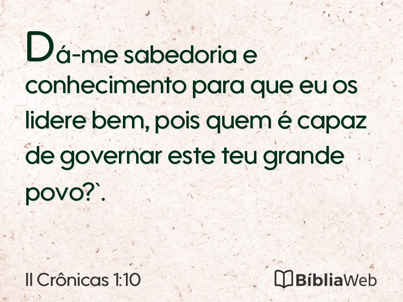 II Crônicas 1:10 em imagem para compartilhar