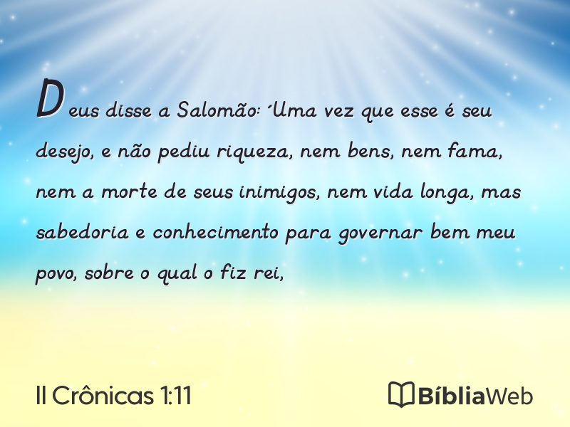 II Crônicas 1:11 em imagem para compartilhar