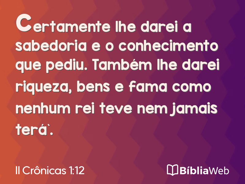 II Crônicas 1:12 em imagem para compartilhar