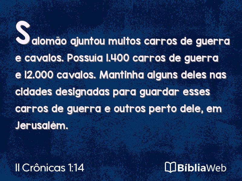 II Crônicas 1:14 em imagem para compartilhar