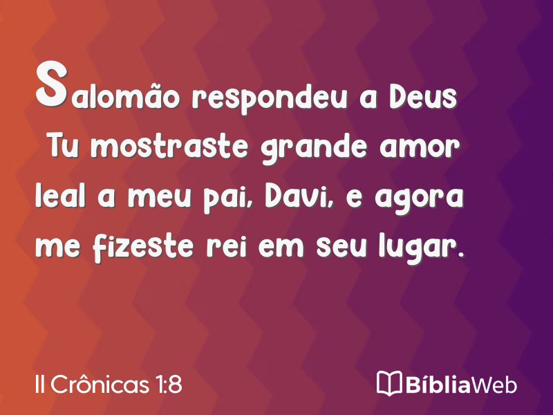 II Crônicas 1:8 em imagem para compartilhar