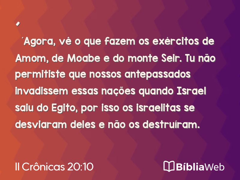II Crônicas 20:10 em imagem para compartilhar
