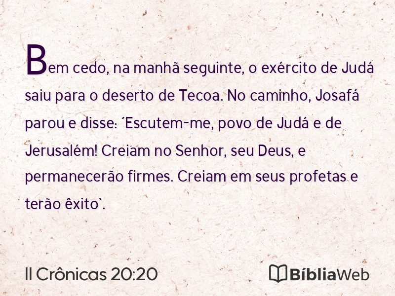 II Crônicas 20:20 em imagem para compartilhar