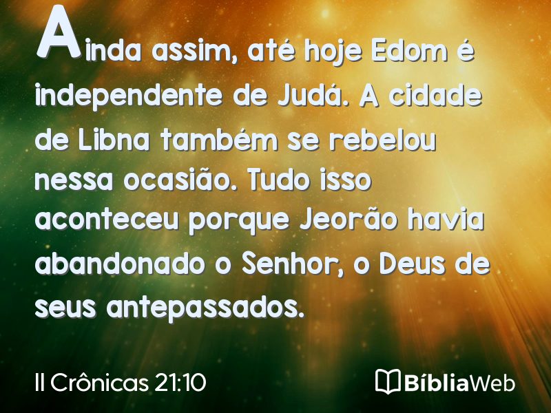 II Crônicas 21:10 em imagem para compartilhar