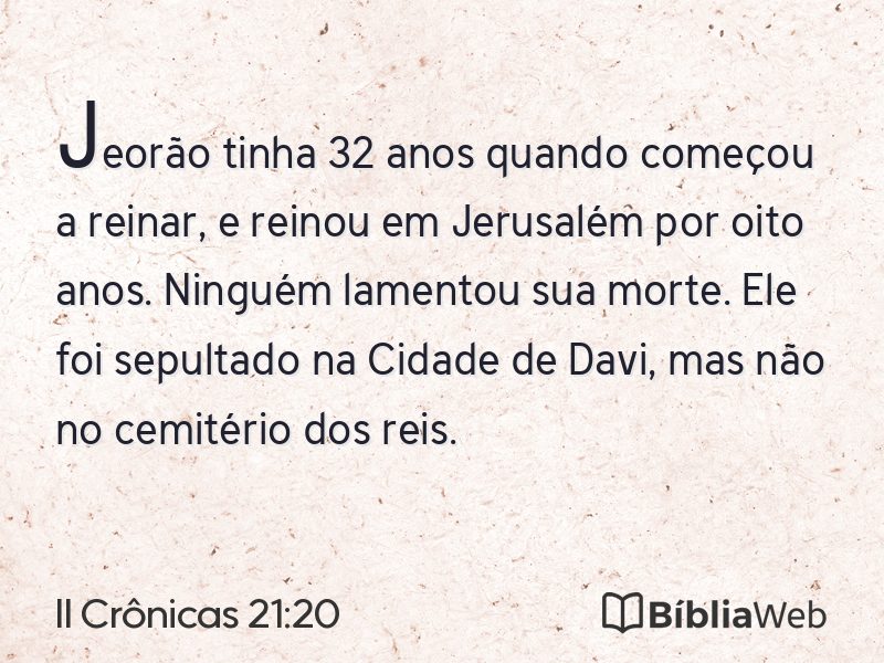 II Crônicas 21:20 em imagem para compartilhar