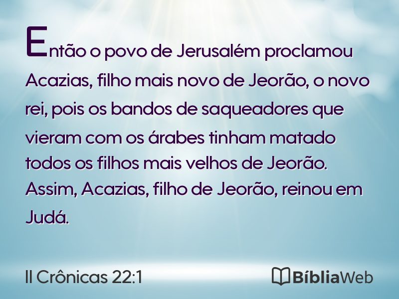 II Crônicas 22:1 em imagem para compartilhar