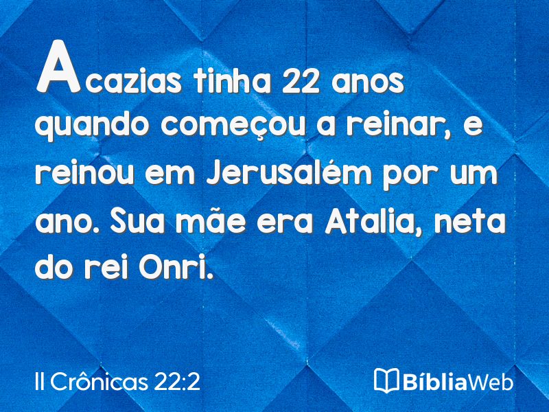 II Crônicas 22:2 em imagem para compartilhar