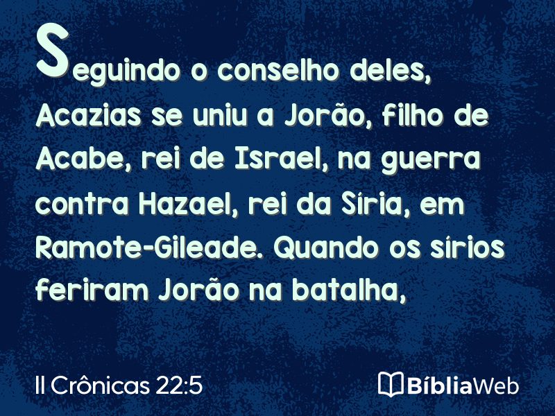 II Crônicas 22:5 em imagem para compartilhar