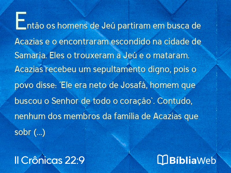 II Crônicas 22:9 em imagem para compartilhar