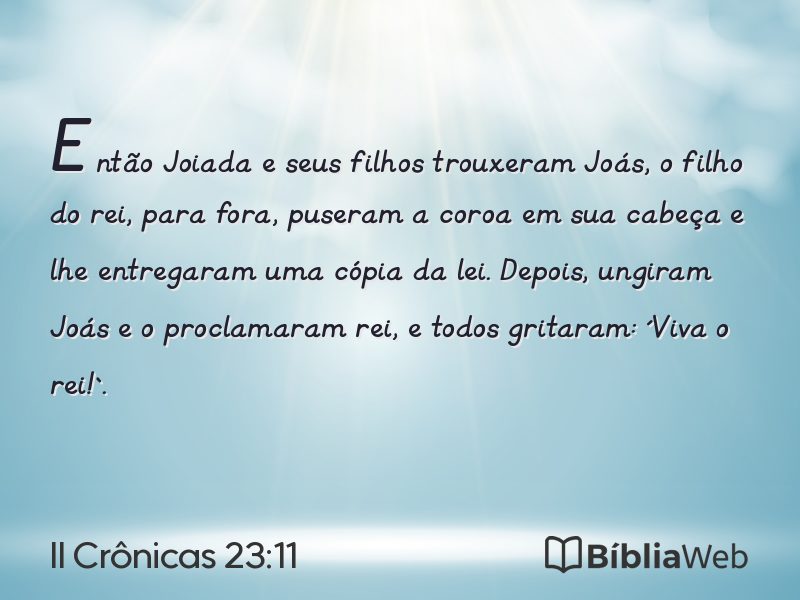 II Crônicas 23:11 em imagem para compartilhar