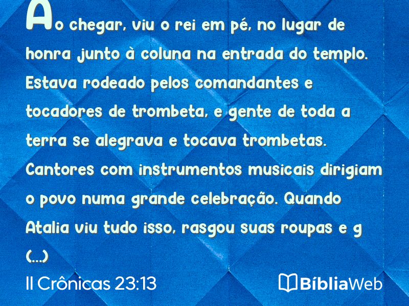 II Crônicas 23:13 em imagem para compartilhar