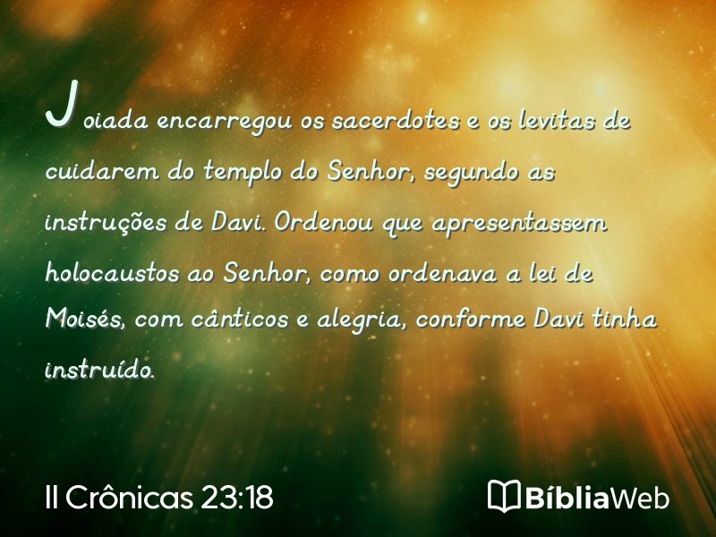II Crônicas 23:18 em imagem para compartilhar