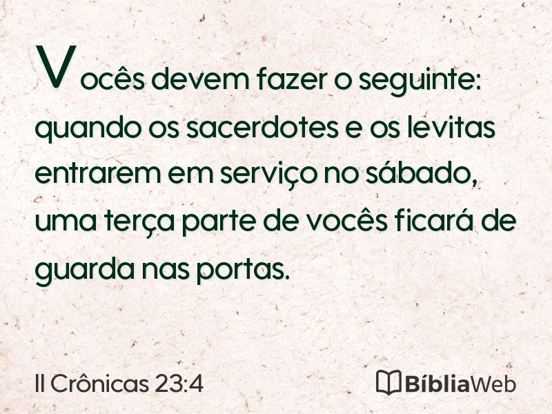 II Crônicas 23:4 em imagem para compartilhar