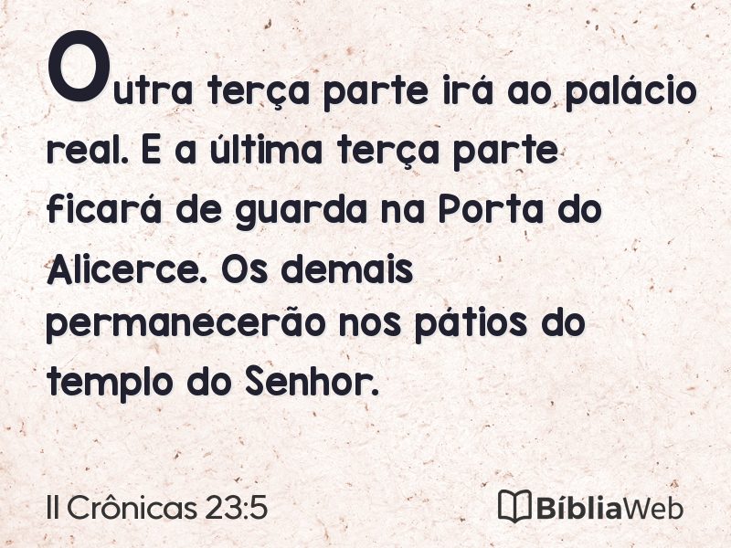 II Crônicas 23:5 em imagem para compartilhar
