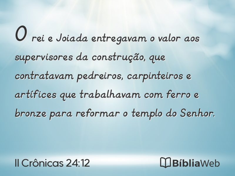 II Crônicas 24:12 em imagem para compartilhar