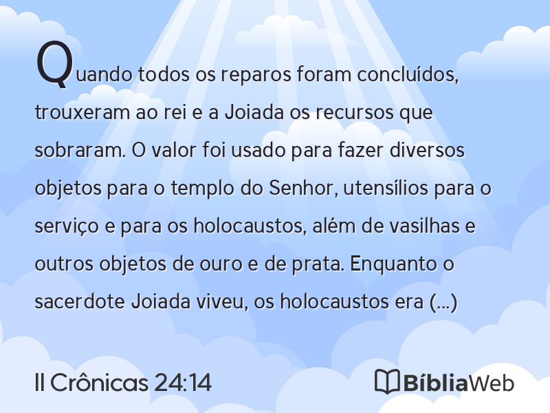 II Crônicas 24:14 em imagem para compartilhar