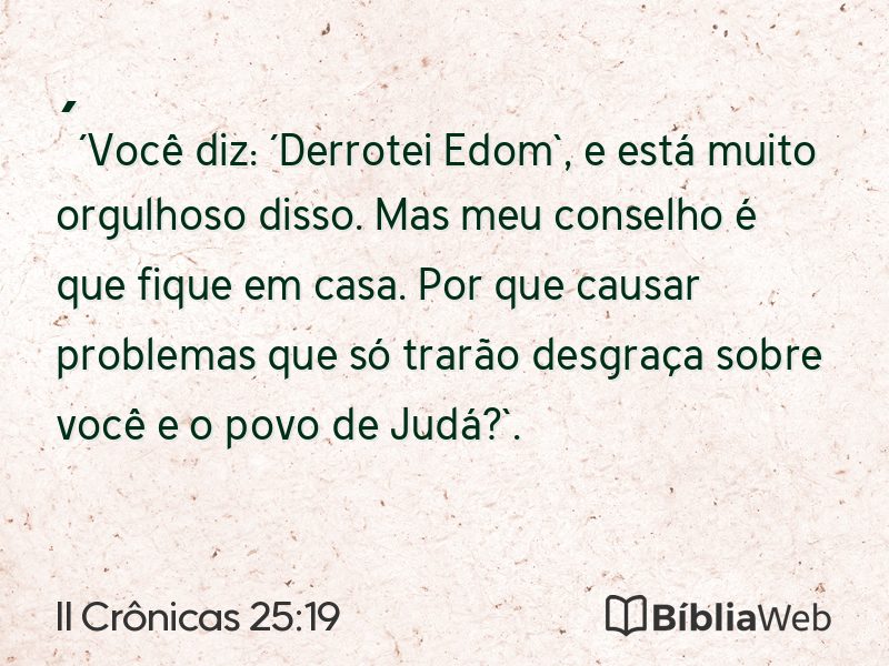 II Crônicas 25:19 em imagem para compartilhar