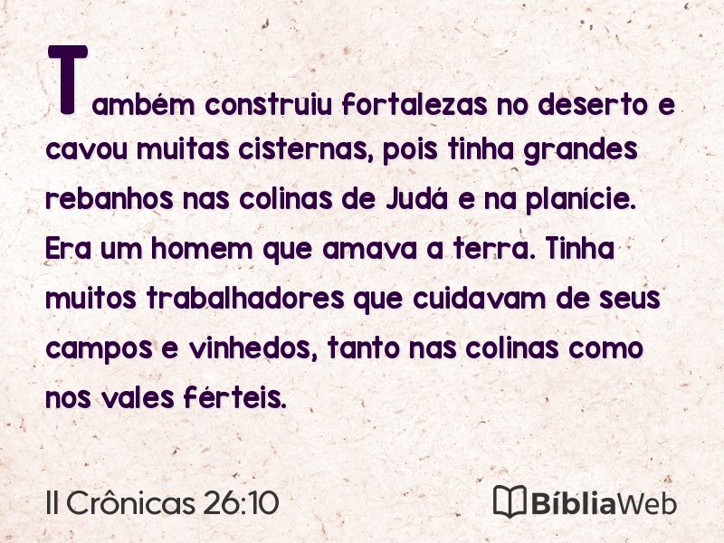 II Crônicas 26:10 em imagem para compartilhar