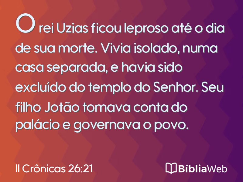 II Crônicas 26:21 em imagem para compartilhar