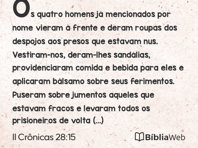 II Crônicas 28:15 em imagem para compartilhar