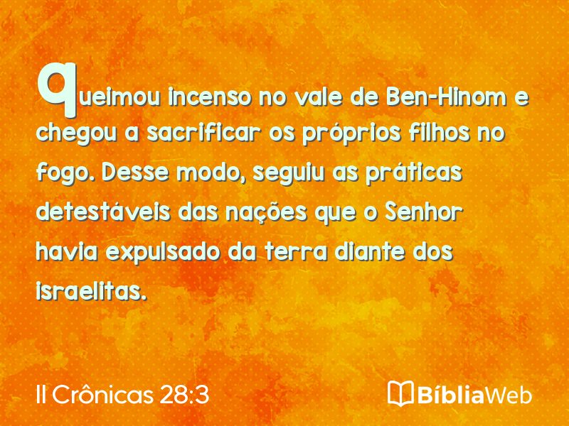 II Crônicas 28:3 em imagem para compartilhar