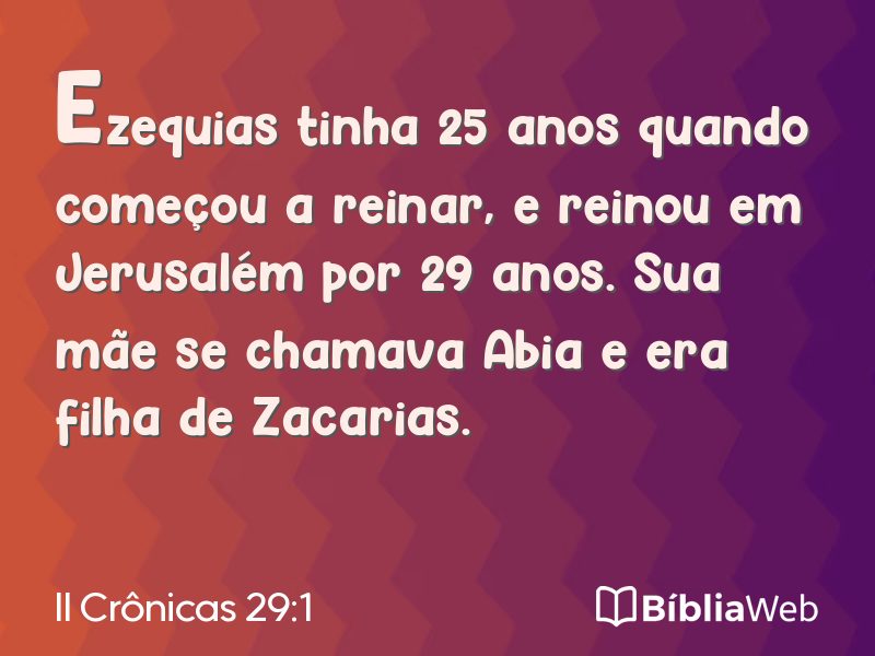 II Crônicas 29:1 em imagem para compartilhar
