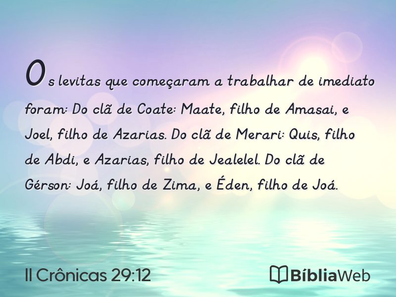 II Crônicas 29:12 em imagem para compartilhar