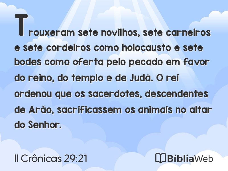 II Crônicas 29:21 em imagem para compartilhar
